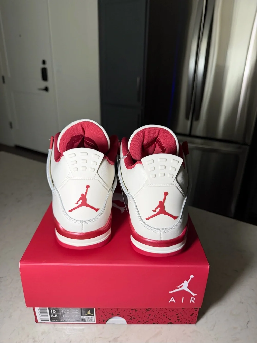 Nike Air Jordan 4 Retro White/Red Women's Sneakers with Heart Hangtag